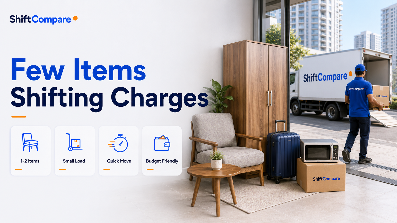 Few items shifting charges in Delhi for single item, minimum charge and stair carry